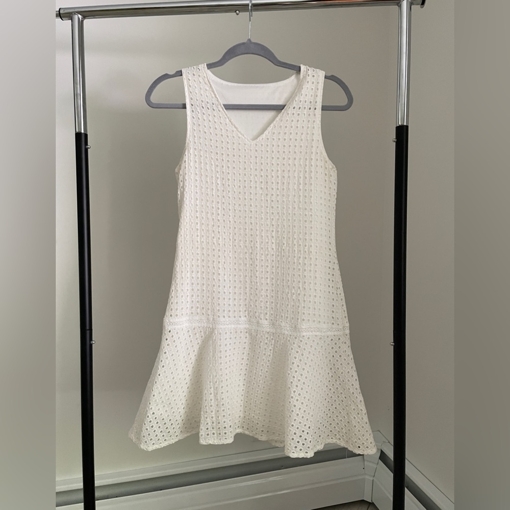 White sleeveless mini summer dress, S